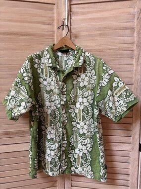 ODO Vintage Green Hawaiian Short-Sleeve Shirt